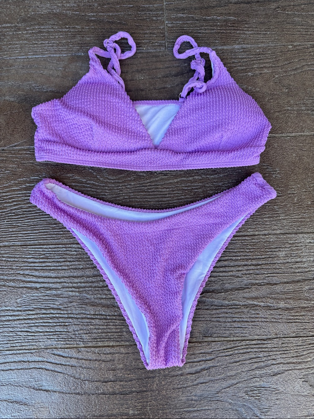 Lilac Textured Two-Piece Bikini Set